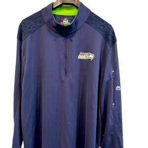 Big & Tall Seattle Seahawks 3/4 Front Zip Long Sleeve fan Gear. Light Weight
